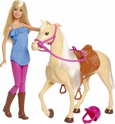 Barbie Lalka Blondynka Koń Trenerka Nauki Jazdy Dżokejka