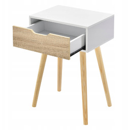 Szafka Nocna, Półka Stolik Nocny Komoda Biała