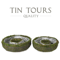 KOMPLET 2 OKRĄGŁYCH OSŁONEK OPON KOSZY Z MCHU