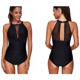 Strój Kąpielowy Jednoczęściowy Kostium Wyszczuplający Damski Czarny M