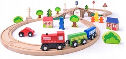 Zestaw Drewniana Kolejka Ósemka Z Mostem Akcesoria Woodyland