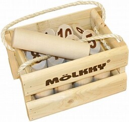 Gra plenerowa. Mölkky w drewnianej skrzynce