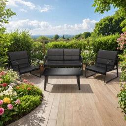 Komplet mebli ogrodowych Aspen 4 osobowy czarny