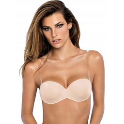 Biustonosz balkonetka bardotka push-up beżowa cielisty Sielei 1570