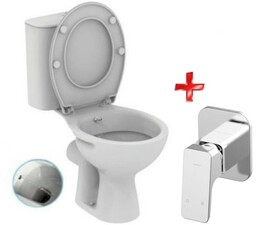 Kompakt WC funkcją bidet z deska, odpływ poziomy
