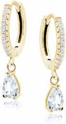 Pozłacane srebrne kolczyki kółka kółeczka łezki krople białe