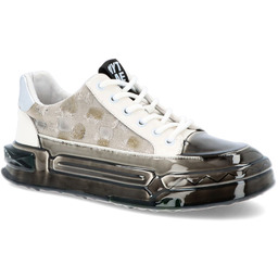 Skórzane sneakersy męskie - JOHN DOUBARE 24126 BIAŁE