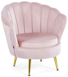 Fotel muszelka Glamour ELIF różowy welur #12, złote