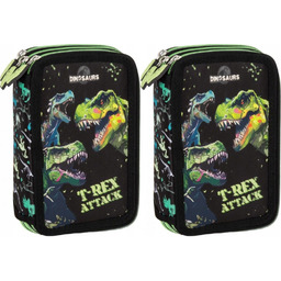 Piórnik Z Wyposażeniem Trójkomorowy Dinozaur Rozkładany Derform x2