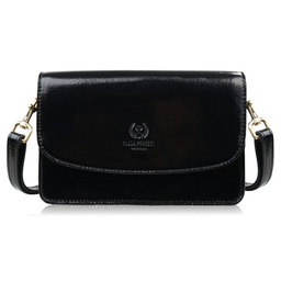 Pakamera Torebka damska skórzana lakierowana mała czarna kopertówka