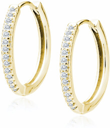 Eleganckie pozłacane srebrne kolczyki kółka kółeczka białe cyrkonie