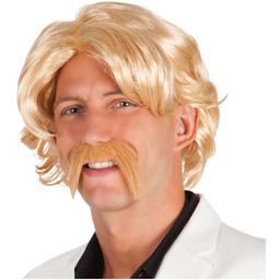 Peruka z wąsem Chuck blond