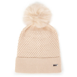 Damska czapka z domieszką wiskozy beżowa