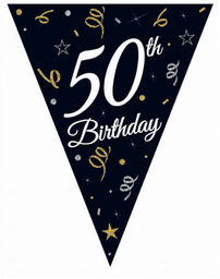 Baner flagi czarny z napisem 50th Birthday -