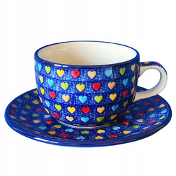 Filiżanka ze spodkiem, 200 ml, Serduszka, Ceramika Artystyczna