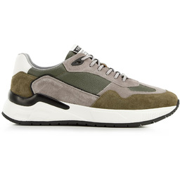 Męskie sneakersy skórzane z zamszowymi wstawkami zielono-szare