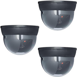 Relaxdays Atrapa kamery, zestaw 3 sztuk, migające diody