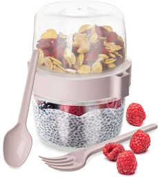 Pojemnik kubek na jogurt z łyżeczką lunchbox 370