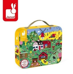 Janod, puzzle, w walizce Farma, 24 el.