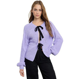 TRENDYOL SWETER DAMSKI FIOLETOWY WIĄZANY NA KOKARDY