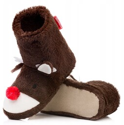 Świąteczne papcie damskie w renifery ciepłe i wygodne