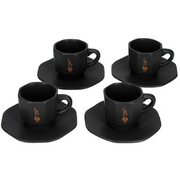 Bialetti Zestaw 4 Filiżanek z Podstawką Czarny