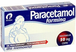 Paracetamol 50 mg czopki przeciwgorączkowe, 10 sztuk /Farmina/