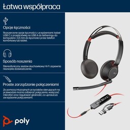 Poly Blackwire 5220 Stereo USB-C Headset +3.5mm Plug