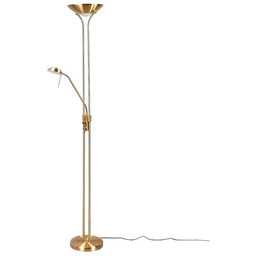 Lampa Podłogowe Lindby, Josefin, ściemnialny, złoty mosiężny, salon,