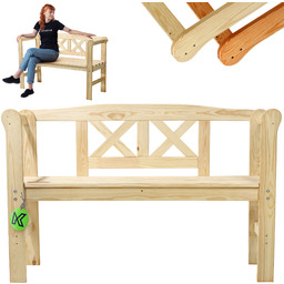 Ławka ogrodowa Coca z oparciem "X" naturalna 119