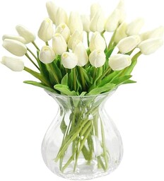 WAQIA sztuczne tulipany, prawdziwe w dotyku, tulipany, bukiet