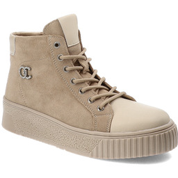 Filippo Beżowe Botki Modne Zamszowe Obuwie Damskie