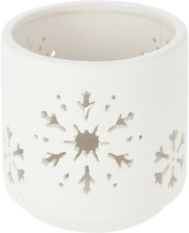 Świecznik cementowy Snowflake II biały, 7,8 x 8