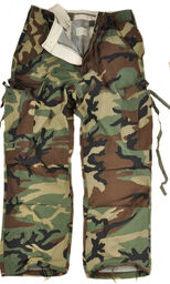 Spodnie wojskowe, krój M65, kamuflaż woodland