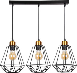 Lumes Czarna industrialna potrójna lampa druciana - K109-Wigo