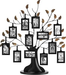 Americanflat Brązowe drzewo genealogiczne z 12 wiszącymi ramkami