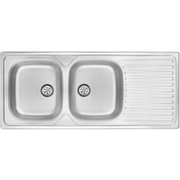 DEANTE Zlewozmywak stalowy TECHNO dekor 2-komorowy z ociekaczem