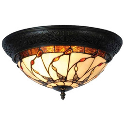 Clayre&Eef Lampa sufitowa tiffany FLORENT, możliwość ściemniania, multikolor,