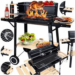 Grill Ogrodowy Duży Smart Rożen Półki na kółkach