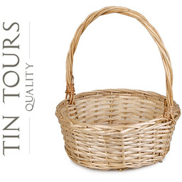 OKRĄGŁY NATURALNY KOSZYK WIKLINOWY 30x30x12/35 cm