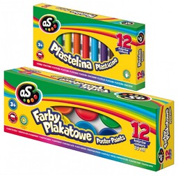 Farby plakatowe 12k 20 ml + Plastelina 12k