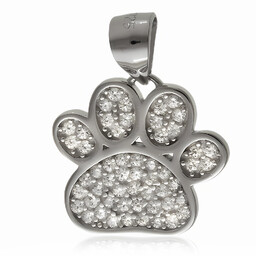 Elegancki rodowany srebrny wisiorek psia kocia łapka zwierzaka