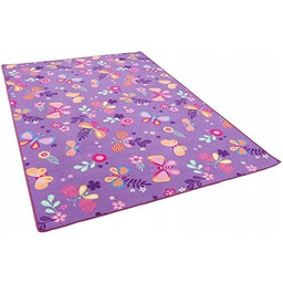 Fioletowy Dywan Dziewczynki 120x200 Motyle kwiatki