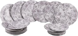 18-częściowy serwis obiadowy z porcelany, 6-osobowy, dekoracja kwiatowa,