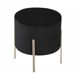 Stołek Okrągły Tapicerowany Czarny Aksamit 33cm