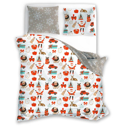 Pościel bożonarodzeniowa satynowa z mikrowłókna biała w bałwanki