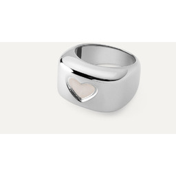 Damski sygnet z białą żywicą, srebro 925