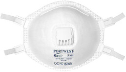 PORTWEST P301 PÓŁMASKA FFP3 Z ZAWORKIEM (PK10); BIAŁY