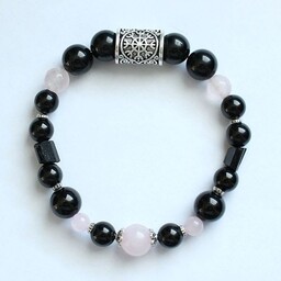 Pakamera Czarny turmalin kwarc różowy tarcza algizowa