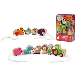 Janod - Set of 11 Solid Wood Bead